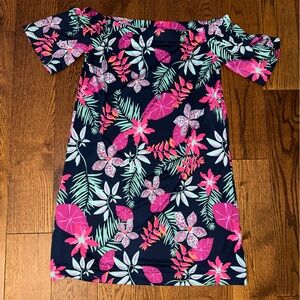 Escapada Living Tropical Floral Off the Shoulder Dress size Medium